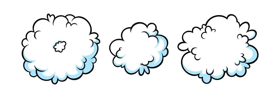 Steam ring and clouds in comic style. Set of round clouds of vapour or smoke Stock-Illustration