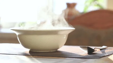 The steam rises above the plate Stock Footage 83760647