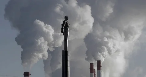 Steam rises from Central Heating and Power Plant on a frosty day in Moscow. 動画素材 72368463