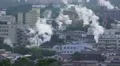 Steam Rises Over City Of Beppu Japan - Looks Like Smoke And Fire 02 HD HD Footage