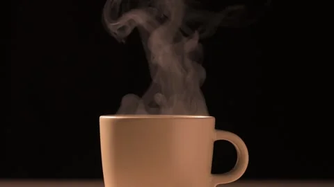 Steam rises from a white cup as hot coffee – espresso, Americano Video stock 294086200