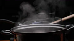 Pot full of boiling water stock footage. Video of cooking - 61664754