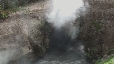 Steam rising from the cave 2 Video stock 52495332