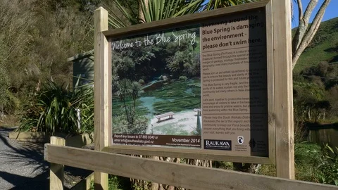 Steam rising form the pristine Te Waihou Bue Spring in New Zealand Stock Footage 94865417