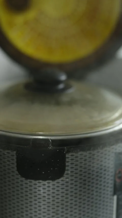 Steam rising from a multicooker with the lid slightly open Stock Footage 335390735