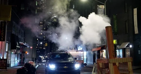 Steam rising from New York City streets ... | Stock Video | Pond5