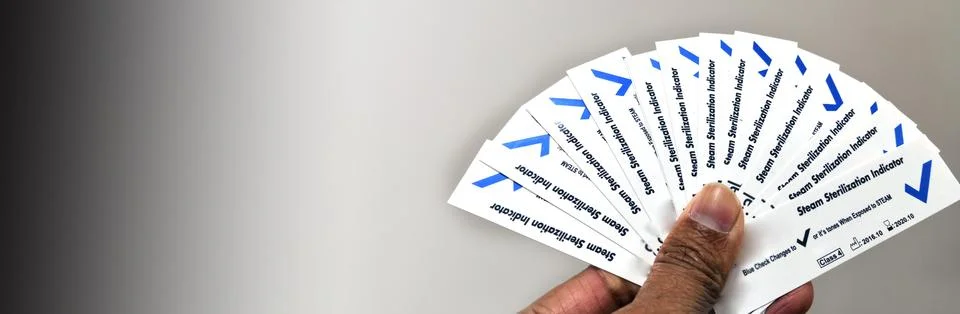 STEAM STERILIZATION INDICATOR STRIPS Stock Photos