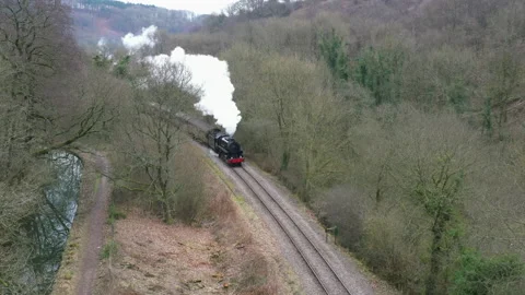 Steam Train aerial view from drone image UK England 4K Vidéo 233325734