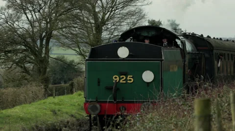 Steam Train Appears from Cutting 스톡 동영상 35990660