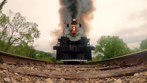 Steam Train Approaching  in Bryson City on 05.04.24 스톡 동영상 276111369