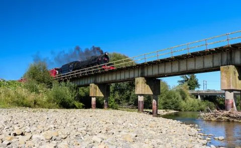 Steam train bridge Stock Photos