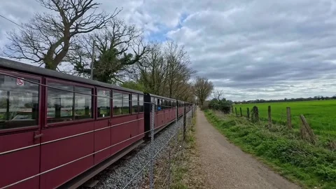 Steam train on the Bure Valley Rail, Norfolk Video stock 332219750
