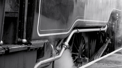 Steam Train close up old style image UK England 4K Stock Footage 120252458