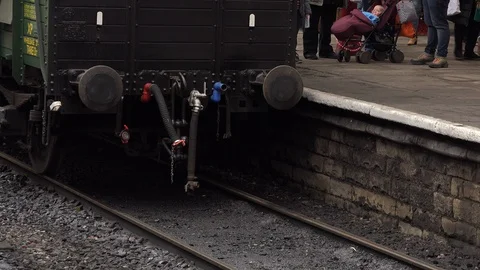 Steam Train close up old style image UK England 4K Video stock 121391751