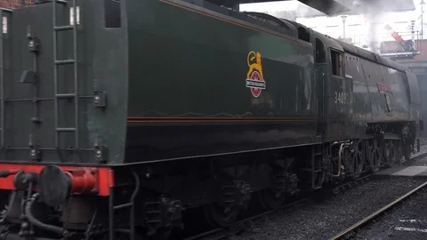 Steam Train close up old style image UK England 4K Stock Footage 121393253