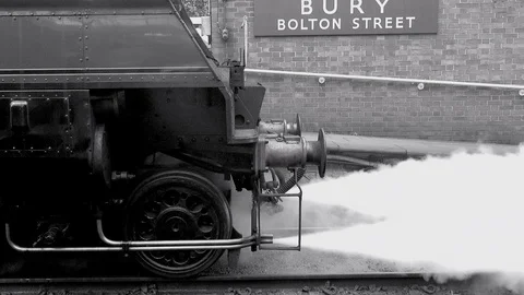 Steam Train close up old style image UK England 4K Stock Footage 121393761