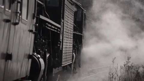 Steam Train close up old style image UK England 4K Stock Footage 125072464