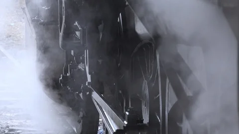 Steam Train close up old style image UK England 4K Stock Footage 125073162