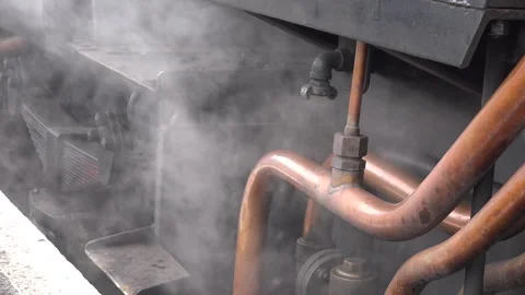 Steam Train close up old style image wheels turning close up UK England 4K Stock Footage 316988791
