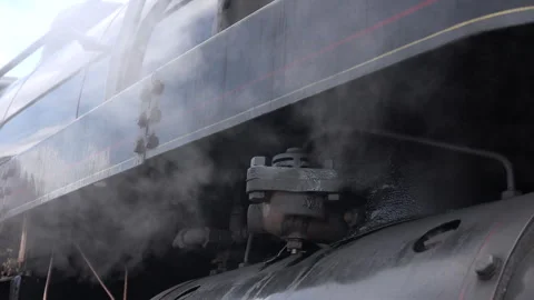 Steam Train close up old style image wheels turning close up UK England 4K Stock Footage 316988943