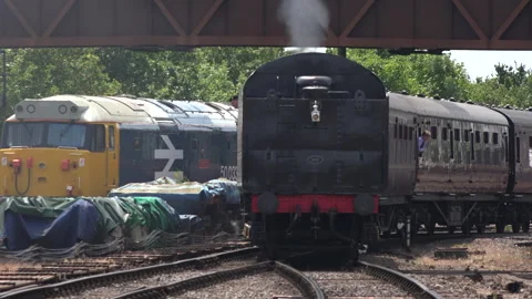 Steam Train close up old style image wheels turning close up UK England 4K Stock Footage 316989343