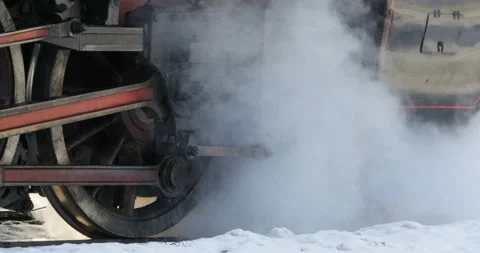Steam train in a cloud of smoke Stock Footage 106363603