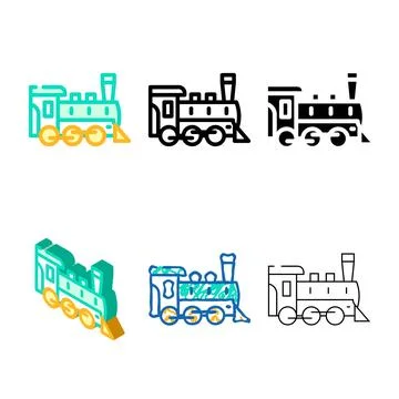Steam train color icon vector variety Stock Illustration