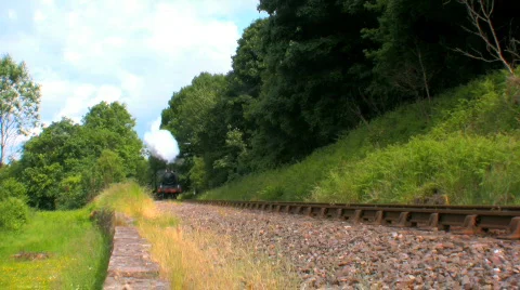 Steam train in countryside Stock Footage 140710