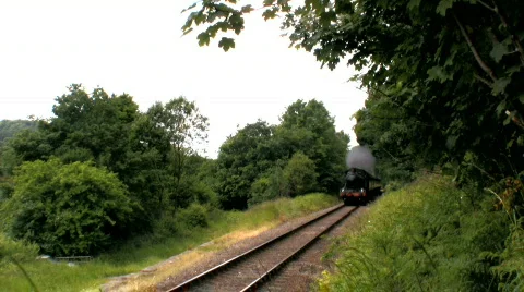 Steam train in countryside Stock Footage 140785