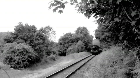 Steam train in countryside Stock Footage 140903