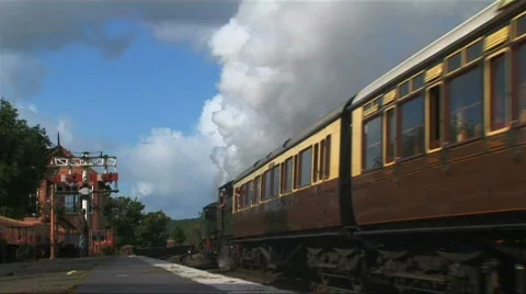Steam train in the countryside Stock Footage 266679