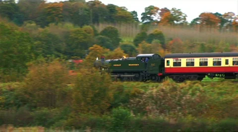 Steam train in the countryside Stock Footage 275480