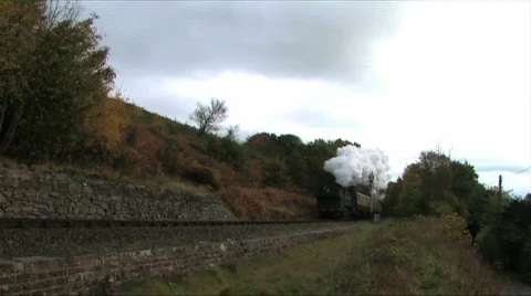 Steam train in the countryside Stock Footage 275616