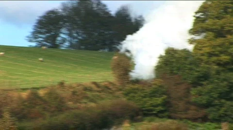Steam train in the countryside Stock Footage 277433