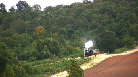 Steam train in countryside Stock Footage 505088