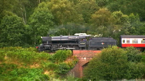 Steam train in countryside Stock Footage 505099
