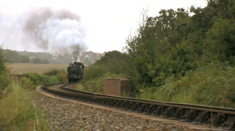 Steam train in countryside Stock Footage 516109