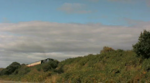 Steam train in the countryside Stock Footage 522103