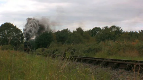 Steam train in the countryside Stock Footage 522575