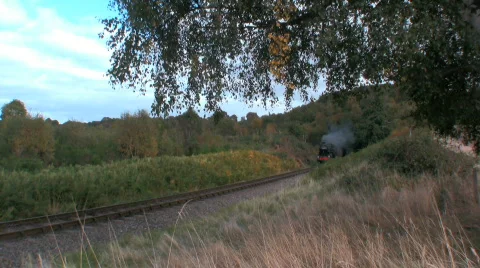 Steam train in the countryside Stock Footage 522635