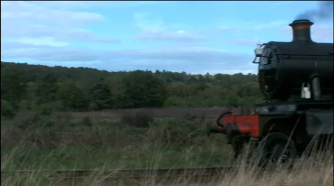 Steam train in the countryside Stock Footage 527525
