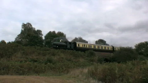 Steam Train in the countryside Stock Footage 533853