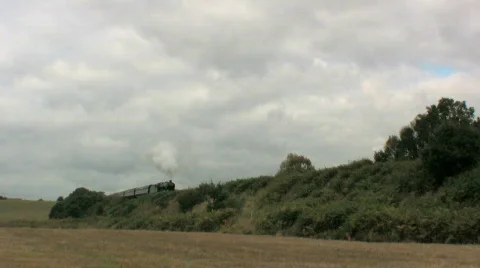 Steam Train in the countryside Stock Footage 533868