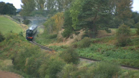 Steam Train in the countryside Stock Footage 534864