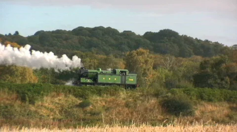 Steam Train in the countryside Stock Footage 534887