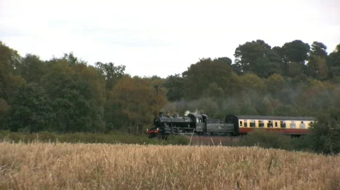 Steam Train in the countryside Stock Footage 535197