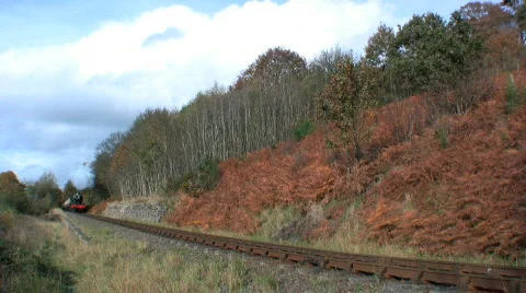 Steam Train in the countryside Stock Footage 546760
