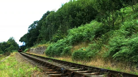 Steam train in countryside Stock Footage 841622