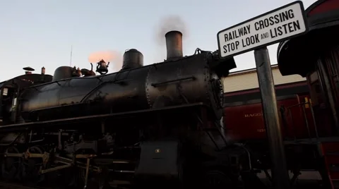 Steam train crossing Stock Footage 45279552