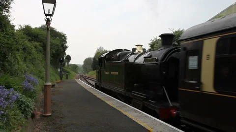 Steam train on the Dartmouth railway in Devon, UK Stock Footage 5164264